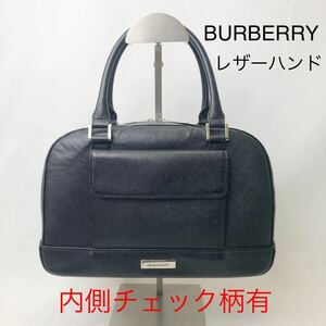 ☆ Красивые товары ☆ Кожаная рука Burberry BURBERRY с пледом внутри Женская черная пластина сумка черная Burberry, сумка, сумка, сумочка