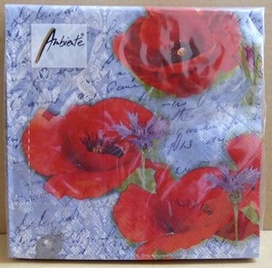  paper napkin *Painted Poppies Blue flower poppy decoupage 