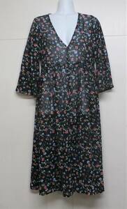 [17665] INGNI / size M / pretty floral print / see-through style / long cardigan 