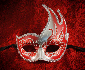  Venetian mask Offerta 66 Onda Brillantina Silver/Red