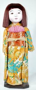 昭和ビンテージ　市松人形　高さ40cm 味わい古布の着物を纏った女の子 エステートセール YAM