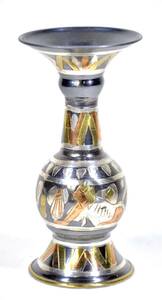 Art hand Auction 带有雕刻和彩绘壁画图案的古董埃及黄铜花瓶, 手工雕刻的埃及壁画, 手绘手工花瓶房地产销售 IJS, 家具, 内部的, 内饰配件, 花瓶