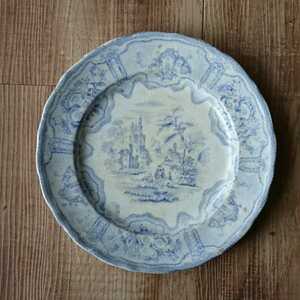  Англия античный мелкая тарелка голубой & белый transfer принт tina- тарелка 