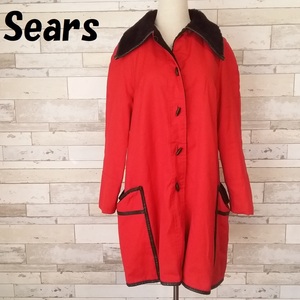 【人気】Sears/シアーズ USA製 ILGWUタグ 70's 裏地フリース ファー襟コート レッド レディース/9601