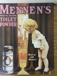 即決　ブリキ看板・MENNEN'S TOILET POWDER・縦40㎝・横32㎝・アメリカン雑貨・複数枚同梱発送可能です、