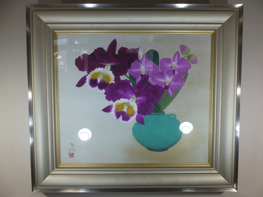 [Echtheit garantiert] Norikuni Kawamura, handgemalt, Blumenvase, F-10 Größe, mit Dichtung, Japanischer Maler, Nittener Ausstellung, Bunte Ausstellung, gekauft im Ueno Mori Art Museum, Präfektur Fukuoka, Malerei, Japanische Malerei, Blumen und Vögel, Tierwelt