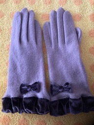 ベロアリボンニット手袋