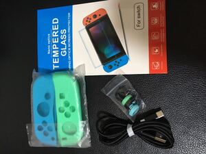 Nintendo Switch セット 充電ケーブル Joy-conカバー スティックキャップ ガラスフィルム