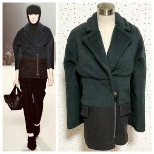  genuine article collection model Alexander one alpaca switch Zip up coat jacket 0 dark green × black group ALEXANDER WANG