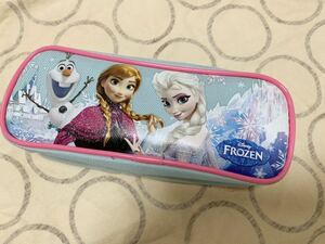 中古 Disney アナと雪の女王 ペンケース ライトブルー アナ エルサ オラフ