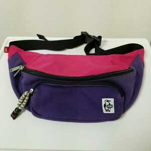  Chums CHUMS body bag belt bag waist bag unisex model pink × purple cotton × nylon 03B1402