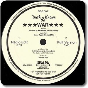 【●31】War/Truth Be Known/12''/希少盤/US Official Promo/'90s Funk/Jimmy Dutt/Barrett Strong/Norman Whitfield