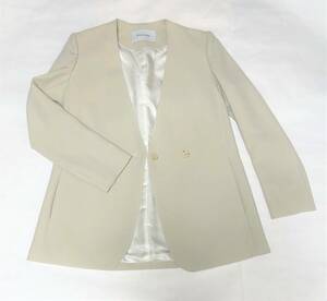  unused d'un a dix hole tis no color jacket 36 beige gray ju lady's eggshell white oke- John feather woven clean .