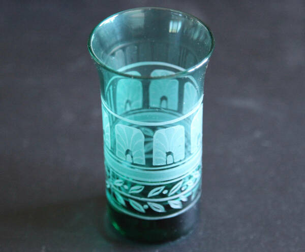 ■サンドレリーフ・手作りガラス/ 天開5オンス（緑）【新品未使用】