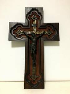 INRI. 10 character .ies*ki list image / wooden, made of metal / antique 77cm size 