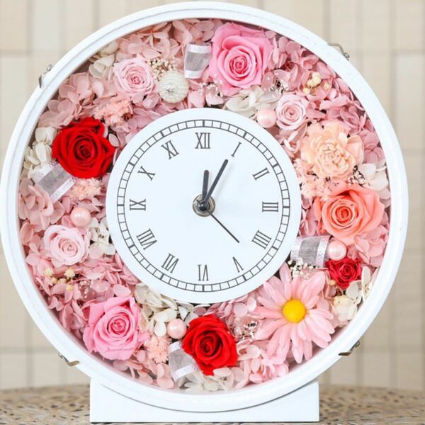 ピンクの 花時計 プリザーブドフラワー