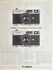 稀少・カメラ広告！1964年キャノン カメラ広告/Canon Canonet/昭和レトロ/G