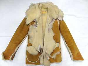  Vintage highest peak mountain rhythm 70S men's mouton sheepskin jacket coat fur Dias gold rare rare rare article leather tag 