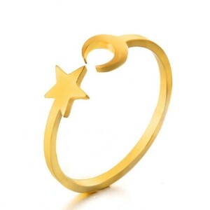 指輪 レディース リング かわいい ステンレスチール 指輪 金属アレルギー対応 アクセサリー 星 月 スター プレゼント サイズ調整可能