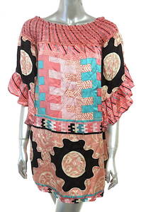  two point successful bid free shipping! 2A4 Va Va Voomvava Boon boom tunic lady's S tops silk silk pink 