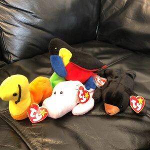 レア Tyビーニーベイビー 4体セット ビーニーズ BEANIE BABIES Happy Blackie Inch Kiwi