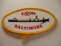 ビンテージ EXXON BALTIMORE エクソンモービル オイル タンカー 石油 ロゴ プリント ワッペン/企業 パッチ 刺繍 USA 古着 アメリカ 481_画像3