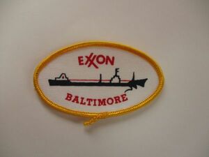 ビンテージ EXXON BALTIMORE エクソンモービル オイル タンカー 石油 ロゴ プリント ワッペン/企業 パッチ 刺繍 USA 古着 アメリカ 481