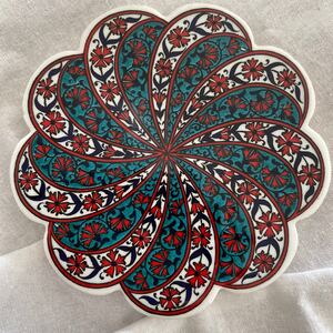 トルコ陶器製コースターIZNIK01タイル風コースタートリベットキッチン雑貨アクセサリートレイにも トルコ製