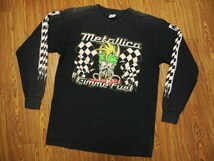 97年 コピーライト入り Murina USA製 ビンテージ METALLICA チェッカー 袖プリント Tシャツ L ブラック 90s ロンT メタリカ Travis Scott_画像1