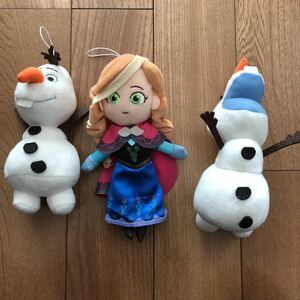 【新品即決】アナと雪の女王　アナとオラフのゴムストラップ付きぬいぐるみ 3個セット 人形