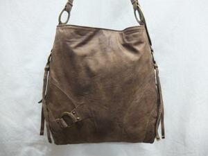  free shipping! tote bag shoulder bag damage leather pig leather khaki And A* unused cheap!