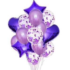 誕生日　パーティー　飾り付け　バルーン風船セット(紫)