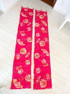 [ ручная работа произведение ]* старый ткань . использован стеганый * гобелен * Taisho Showa. натуральный шелк кимоно . использование *31×172.× 2 шт *