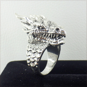 [RING] Retro Gothic Punk Domineering Dragon ヴィンテージ シルバー カラー ドラゴン ヘッド リング 27号 【送料無料】