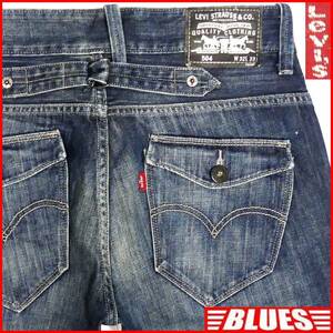 即決★リーバイス504★W32 フラップポケットジーンズ Levis メンズ シンチバック デニム ボトムス 鬼ひげ ローライズ ストレートジーンズ