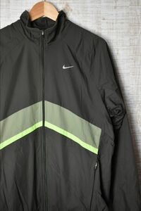 ☆US古着 NIKE ナイキ ウィンドブレーカー ナイロンジャンパー ハイネック スポーツ グリーン緑【L】ポリエステル　　　　　◆2863◆