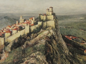 Art hand Auction Harune Takemoto [Nozomi San Marino Castle] aus einer seltenen Sammlung gerahmter Kunst, In guter Kondition, Nagelneu mit hochwertigem Rahmen, Kostenloser Versand, Malerei, Ölgemälde, Natur, Landschaftsmalerei