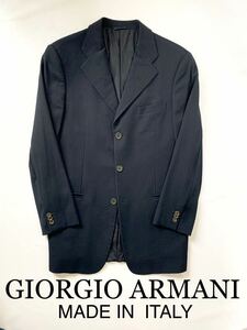 極上美品 黒タグ GIORGIOARMANI イタリア製 テーラードジャケット ジョルジオ アルマーニ ストライプ織り スーツアルマーニジャパン 正規品