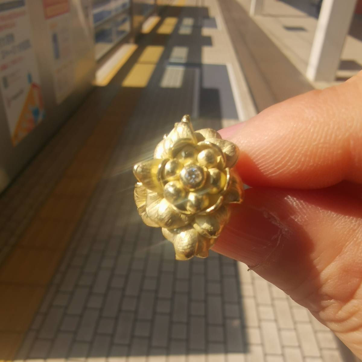 【極美品】KENZO ケンゾー 大ぶり フラワー ゴールド ロング ネックレス