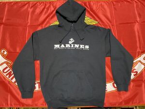 中古美品　USMC スウェット パーカー USMC エンブレム Mサイズ　ブラック