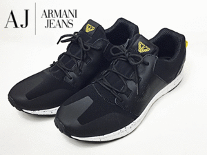  Armani Jeans 935037 7P416 NERO GA Eagle Mark with logo black nylon X PU men's oriented sneakers 