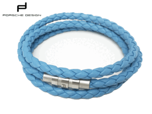  Porsche Design Grooves BLUE Triple Bracelet PD с логотипом оттенок голубого сетка вязаный кожа 3 полосный браслет 