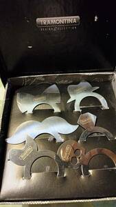 ブラジル製 TRAMONTINA DESIGN COLLECTION ステンレス製 ナプキンリング（髑髏、髭、帽子、鳥、ダイヤモンド、蝶ネクタイ）箱無し本体のみ