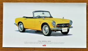  illustration poster Honda S800 1966 Honda collection hole made unused beautiful goods 