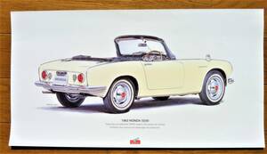 イラストポスター　ホンダ　S500　1963　ホンダコレクションホール製作　未使用　美品