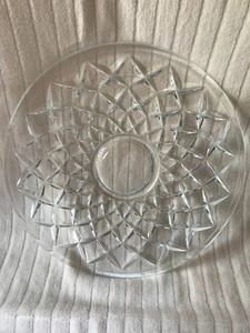 ダイヤモンドカット　皿　大皿　果物皿　直径３０cm カットガラス　昭和レトロ