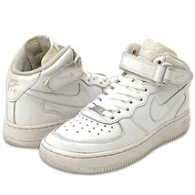 国内正規品■NIKE (ナイキ) AIR FORCE 1 MID (GS) エアフォースワン ミッド 白オール ホワイト US5Y 23.5㎝ [314195-113]_画像2