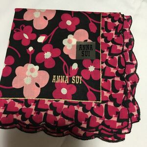 アナスイANNA SUI ハンカチ 花柄 スカラップ ピンク 未使用D