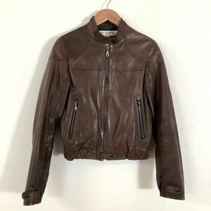 [ finest quality. ram leather ] superior article united bamboo United Bamboo leather jacket rider's jacket size 4 XL Brown 