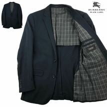 美品 希少 BURBERRY BLACK LABEL バーバリーブラックレーベル テーラードジャケット サイズS ネイビー 春夏 裏地ノバチェック柄 三陽商会_画像1